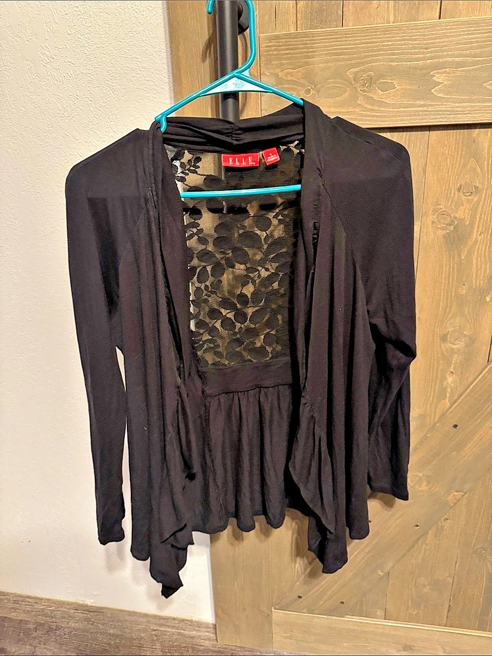ELLE Abstract Lace Tunic Black & Red Size Large Like New